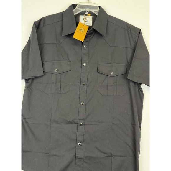 Coevals Club Pearl Snap Shirt Men's Large Black Short Sleeve Western - Picture 3 of 6